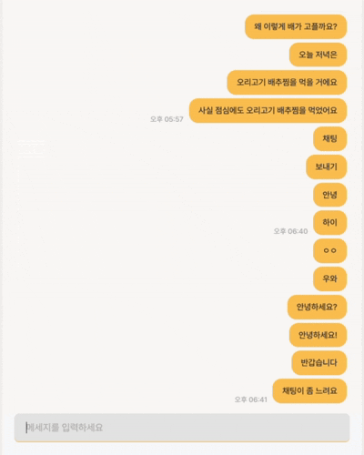 채팅 전송 지연이 발생하는 화면